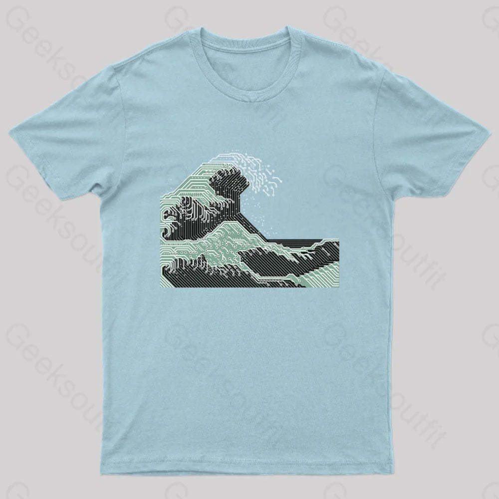 Circuitized Wave Geek T-Shirt Light Blue / S