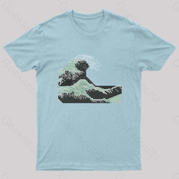 Circuitized Wave Geek T-Shirt Light Blue / S