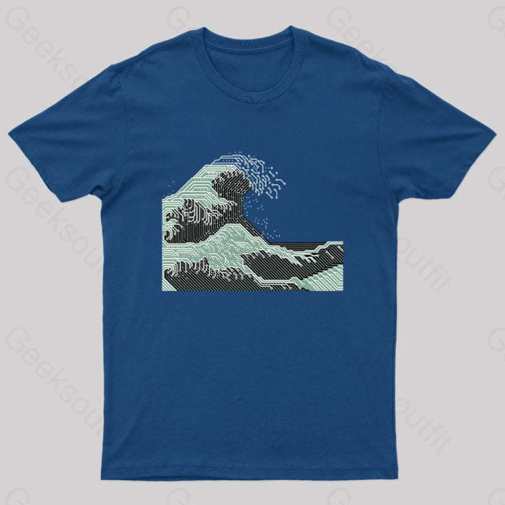 Circuitized Wave Geek T-Shirt Navy / S