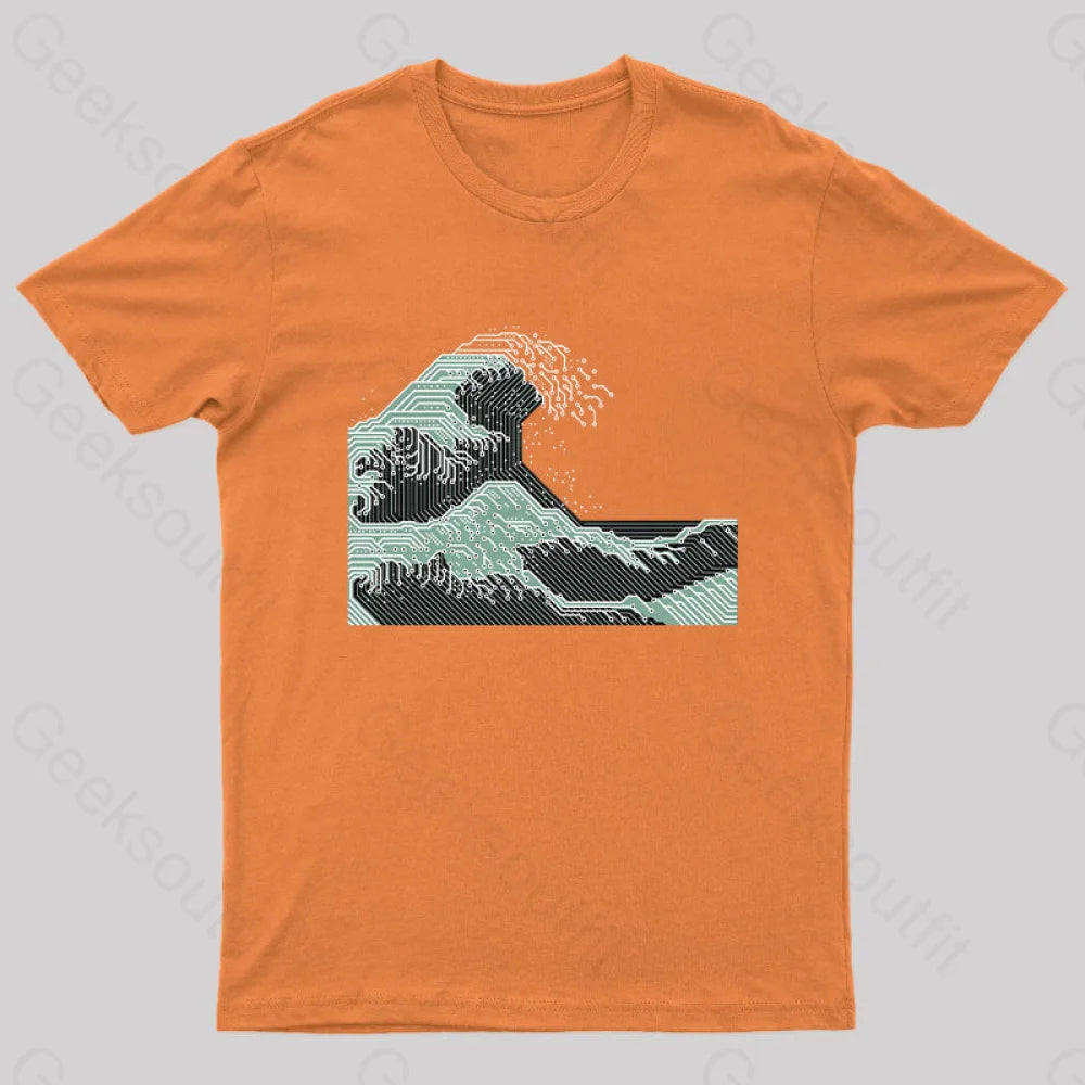Circuitized Wave Geek T-Shirt Orange / S