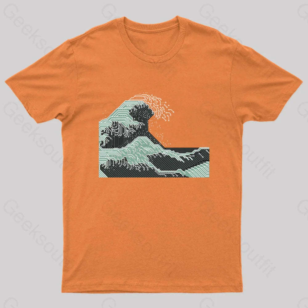 Circuitized Wave Geek T-Shirt Orange / S