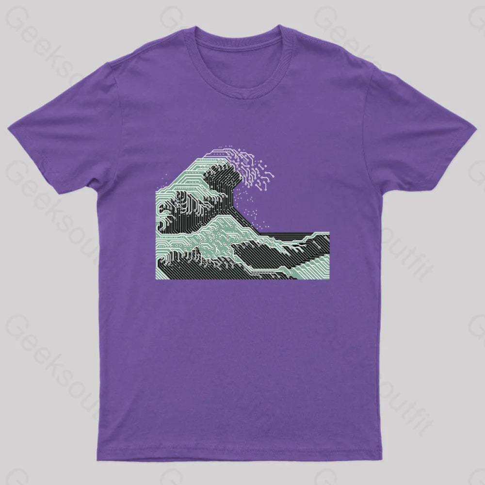 Circuitized Wave Geek T-Shirt Purple / S