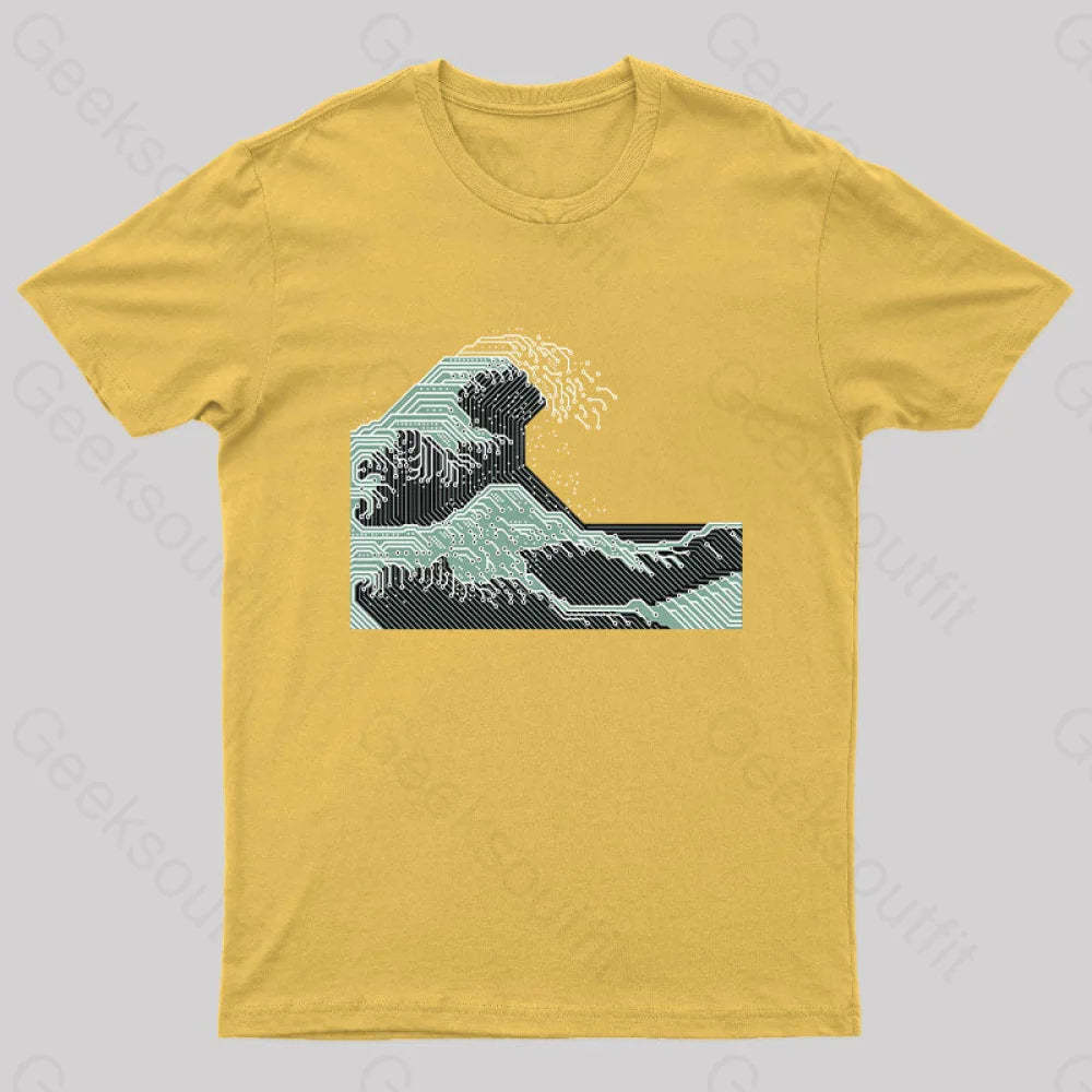 Circuitized Wave Geek T-Shirt Yellow / S