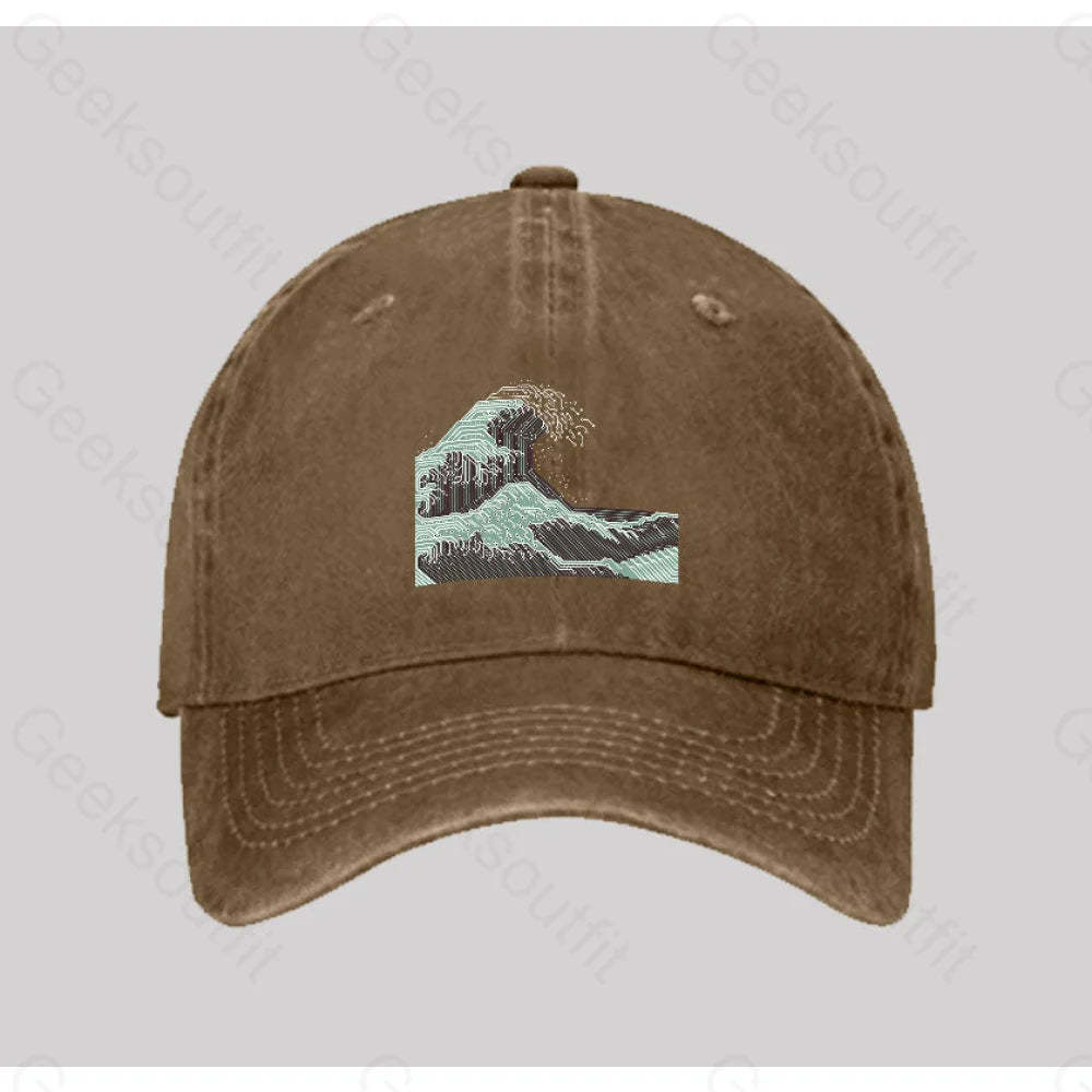 Circuitized Wave Washed Vintage Baseball Cap Natural