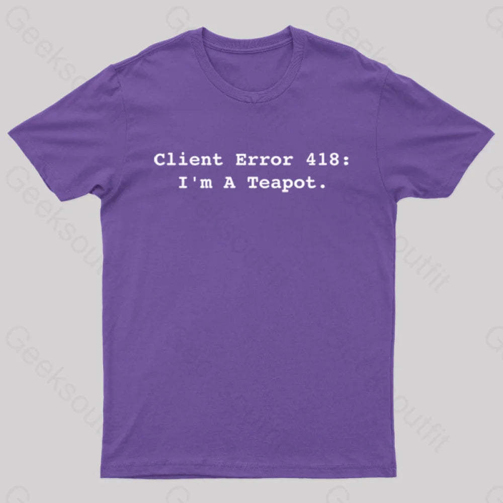 Client Error 418 Nerd T-Shirt Purple / S