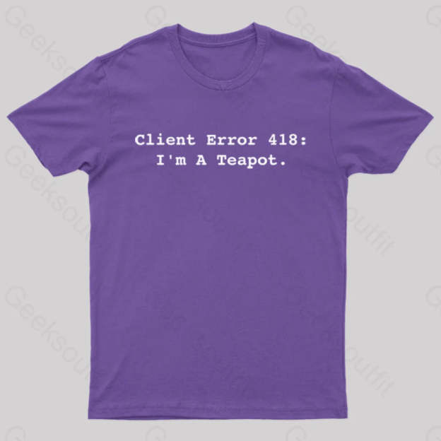 Client Error 418 Nerd T-Shirt Purple / S