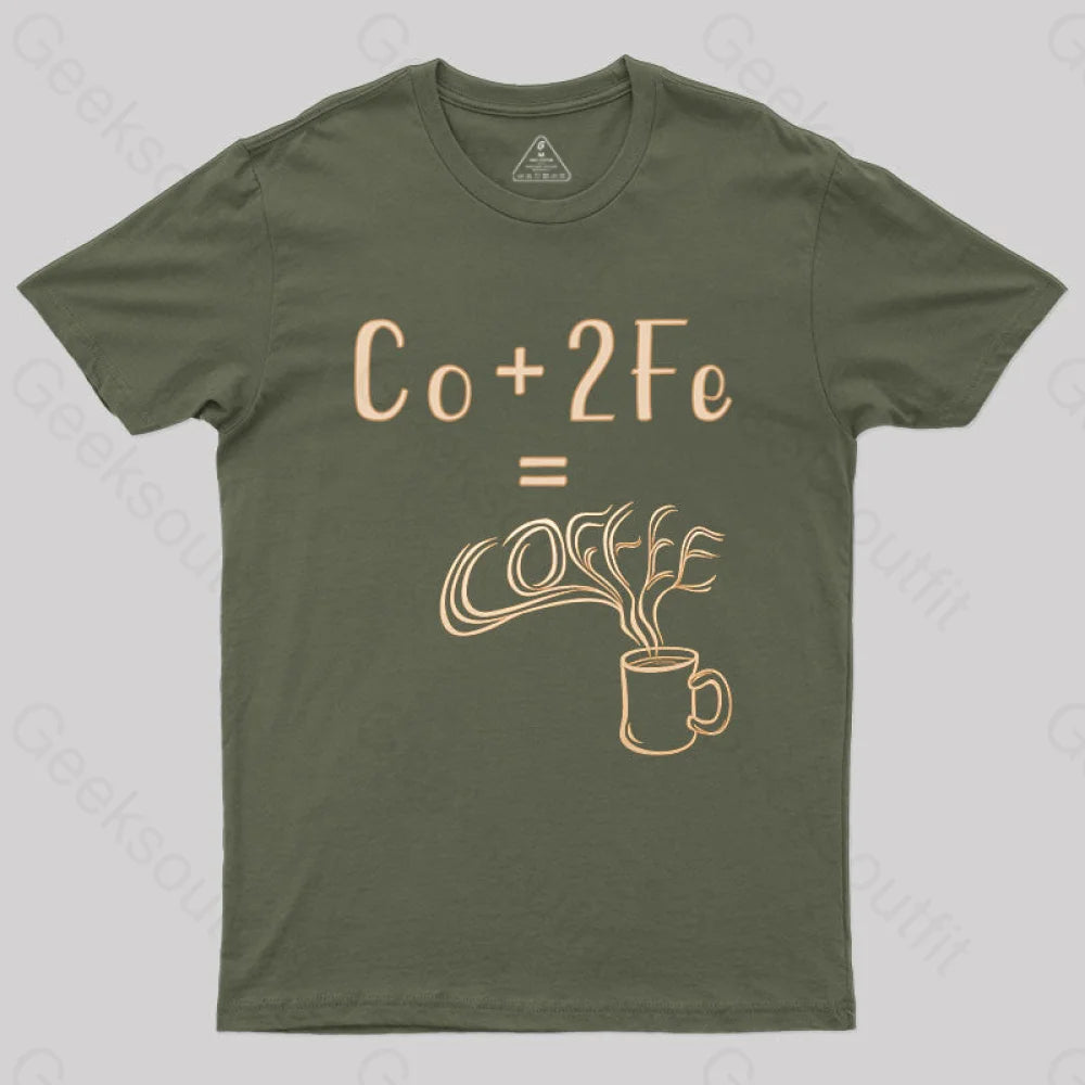 Coffee Elemental Chemistry Science T-Shirt Army Green / S