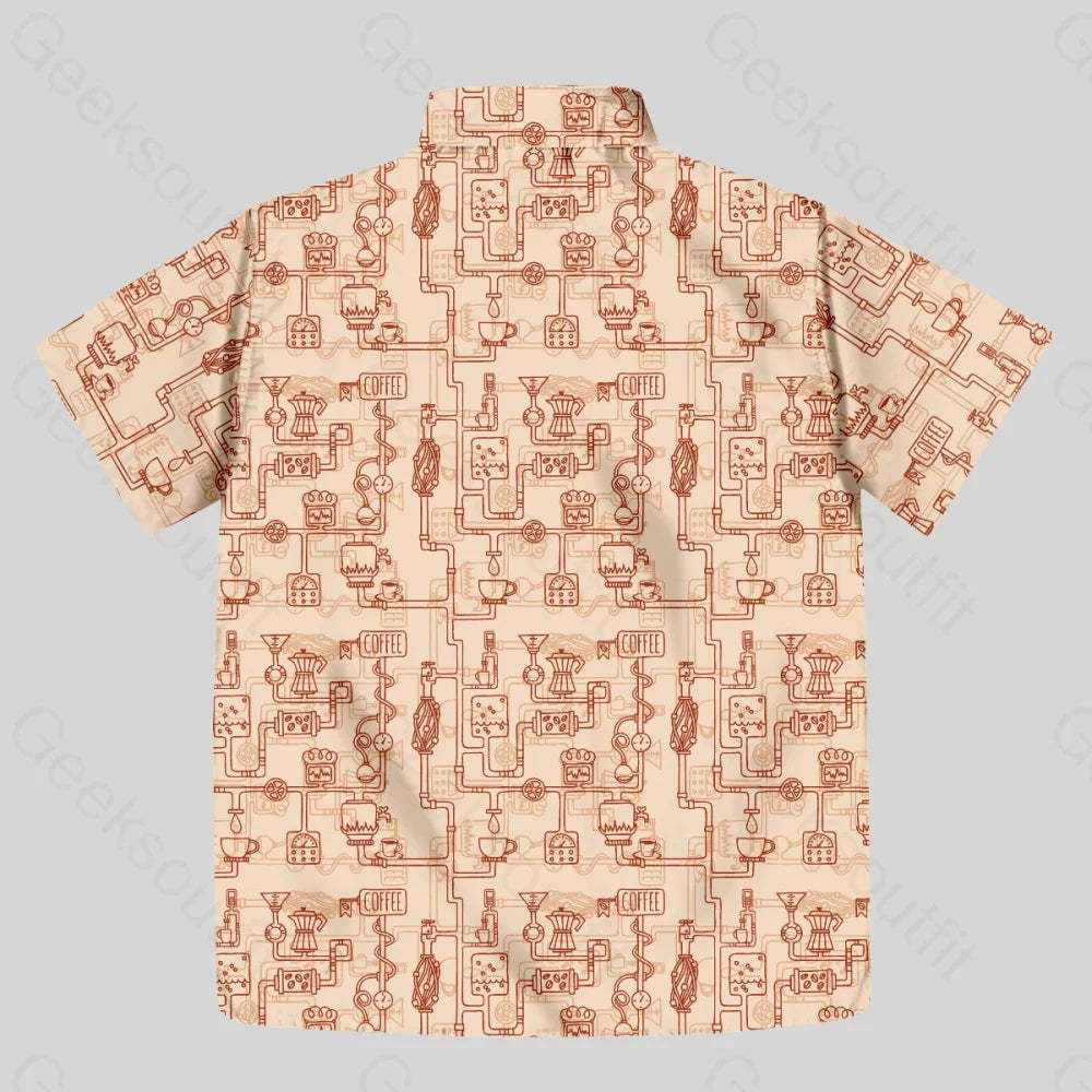 Coffee Moka Pot Button Up Pocket Shirt - Geeksoutfit