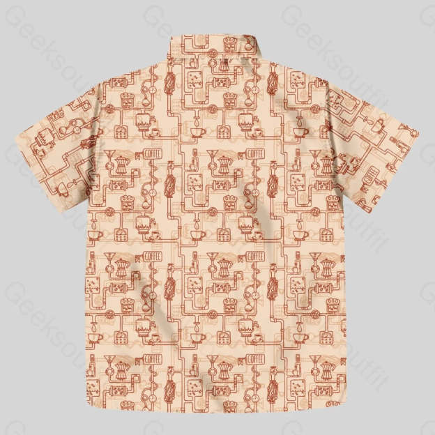 Coffee Moka Pot Button Up Pocket Shirt - Geeksoutfit