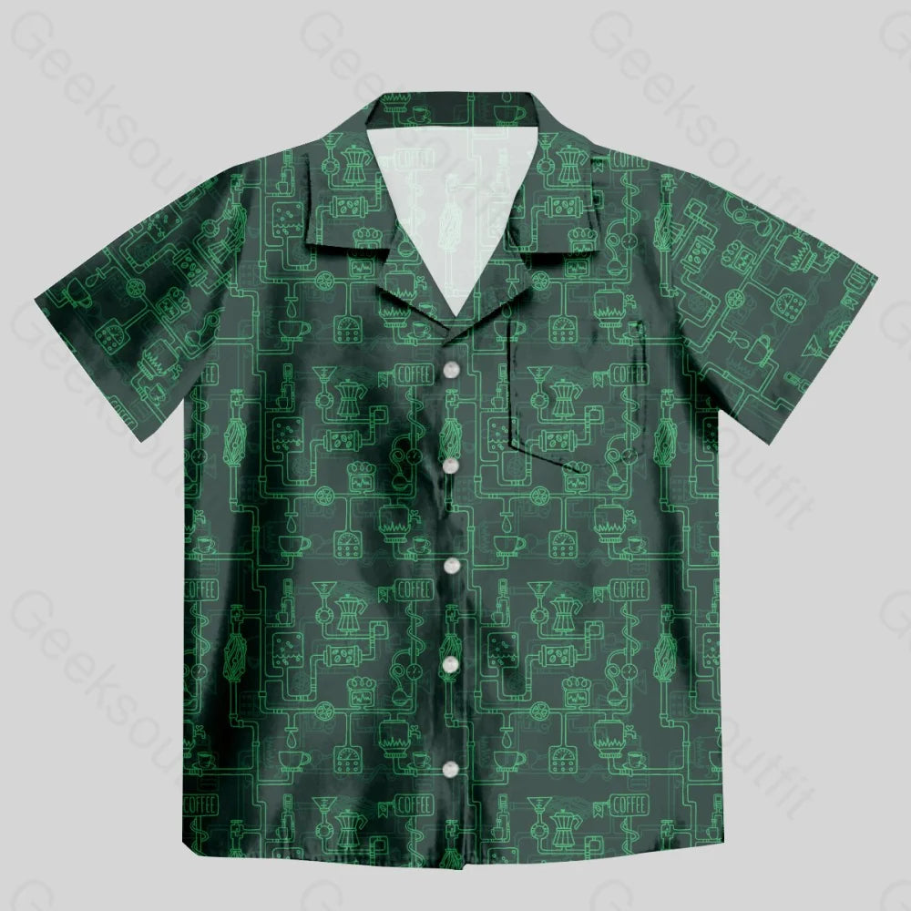 Coffee Moka Pot Button Up Pocket Shirt - Geeksoutfit
