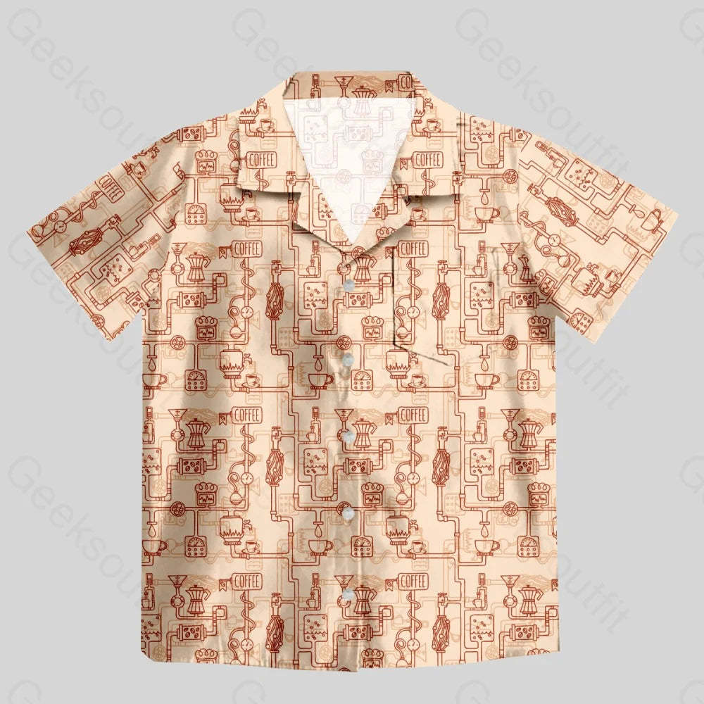 Coffee Moka Pot Button Up Pocket Shirt - Geeksoutfit