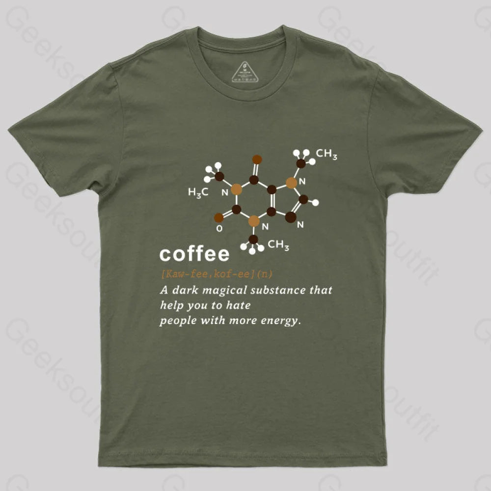 Coffee Molecular Formula T-Shirt Army Green / S Yc