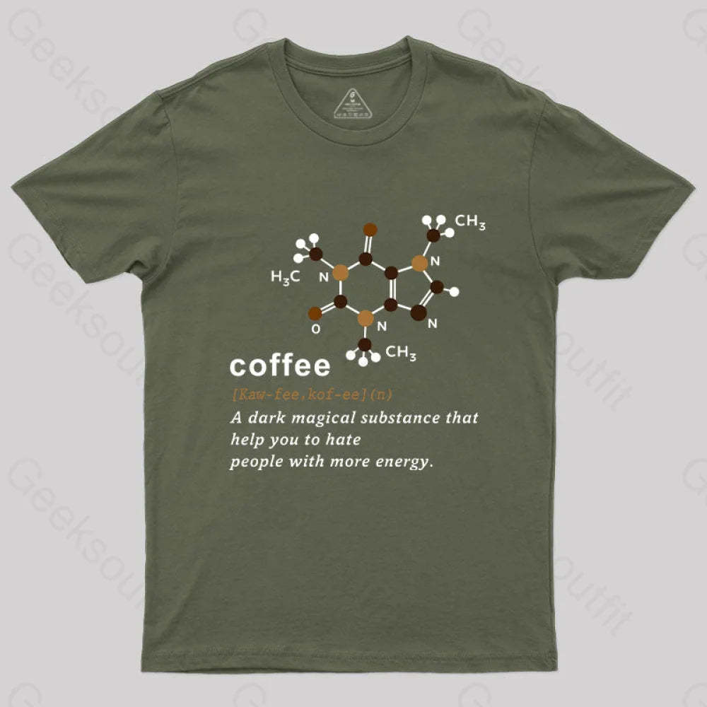 Coffee Molecular Formula T-Shirt Army Green / S Yc