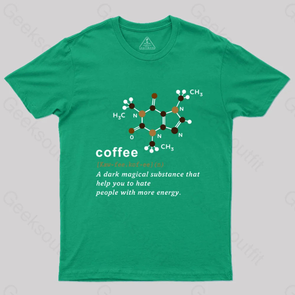 Coffee Molecular Formula T-Shirt Green / S Yc