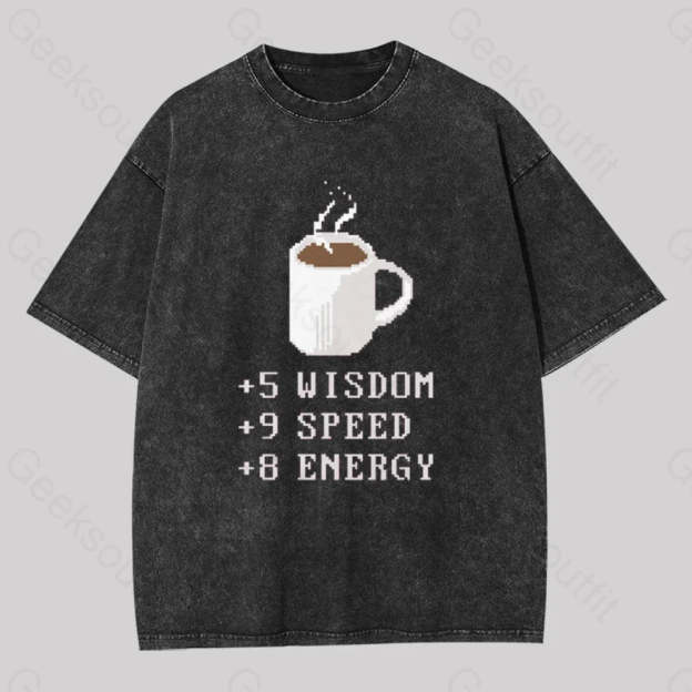 Coffee Plus To Stats Geek Washed T-Shirt Black / S