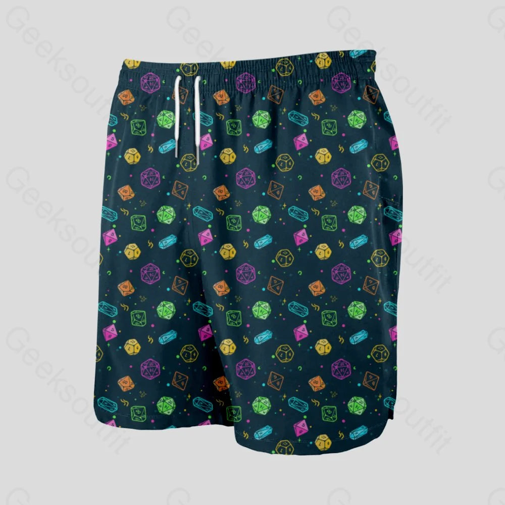 Colorful DND Dice RPG Geeky Drawstring Shorts - Geeksoutfit