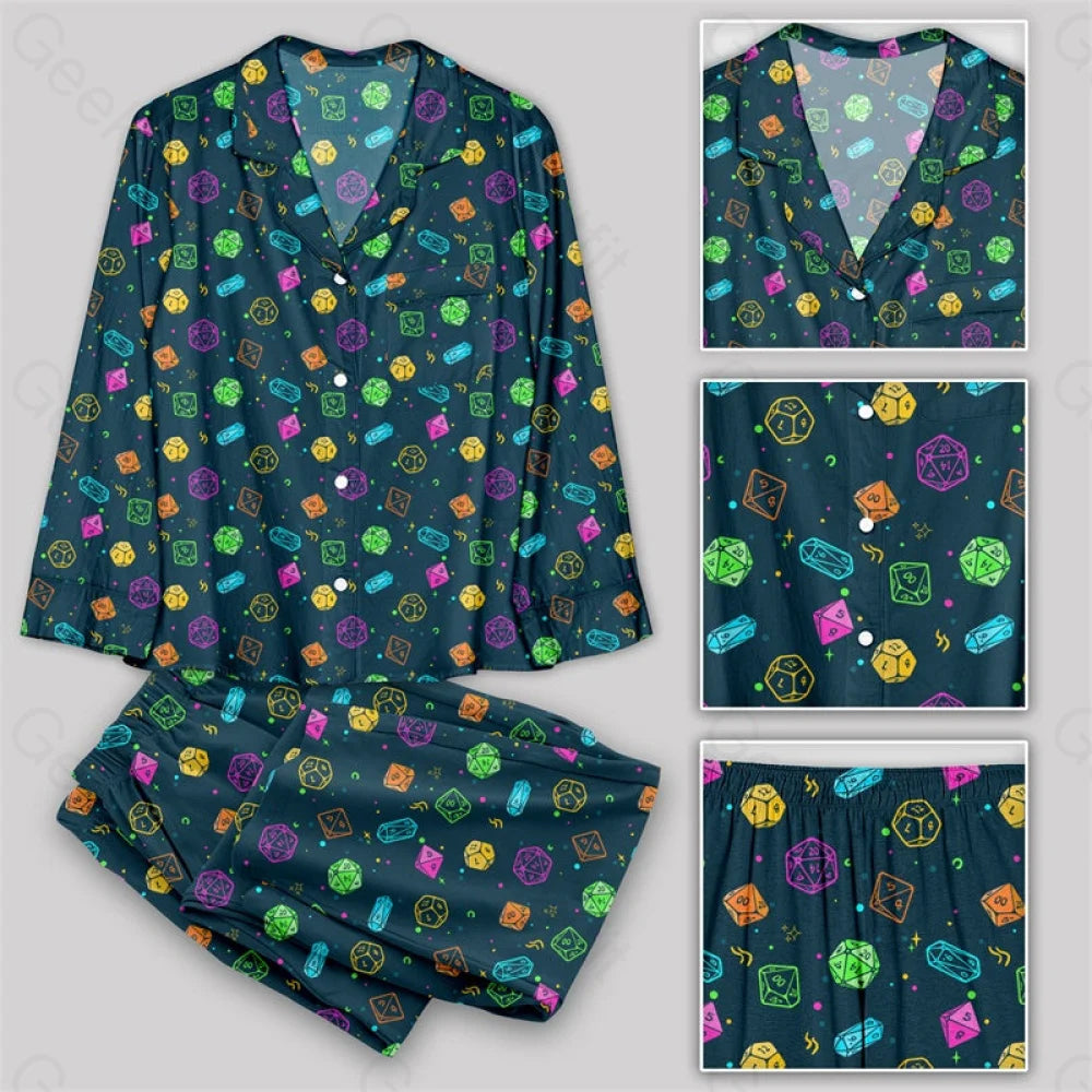 Colorful Dnd Dice Rpg Pajamas Set