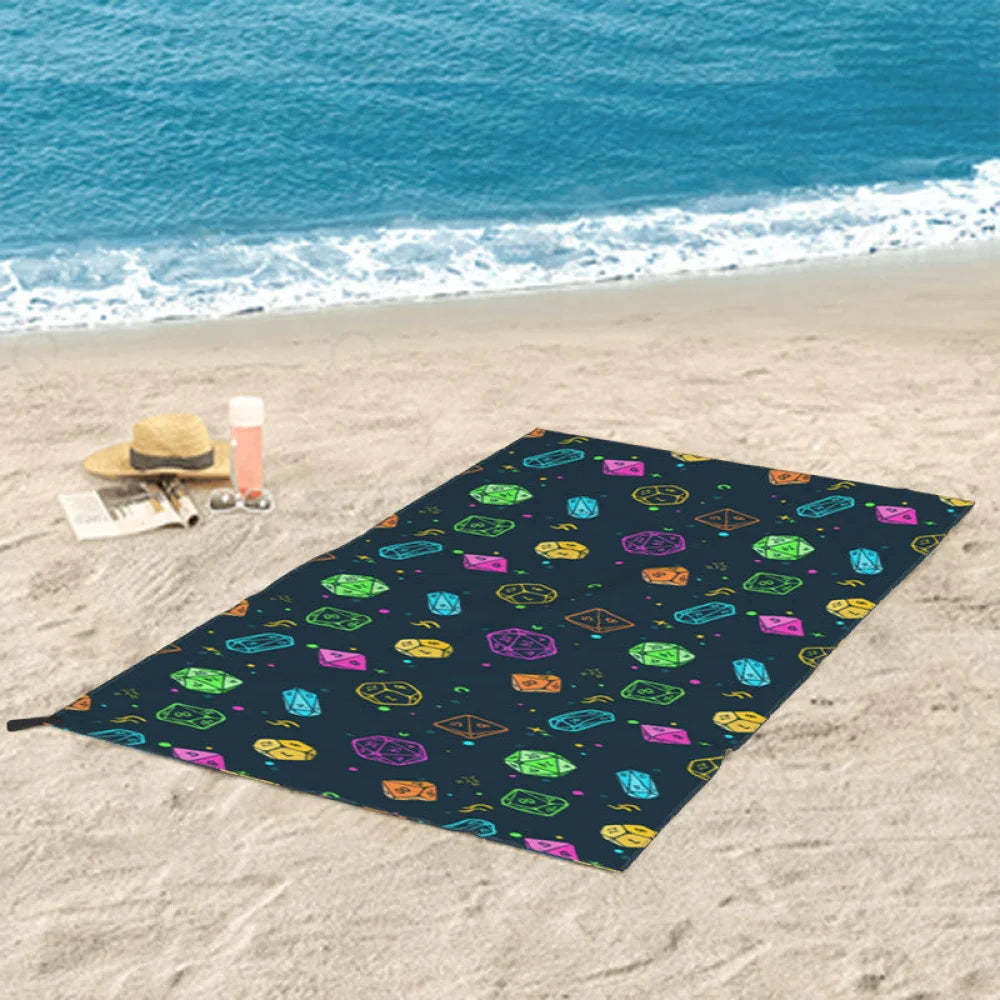 Colorful Dnd Dice Rpg Quick Drying Beach Towel 27.5*55In