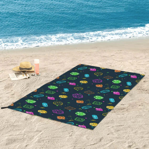 Colorful Dnd Dice Rpg Quick Drying Beach Towel 27.5*55In