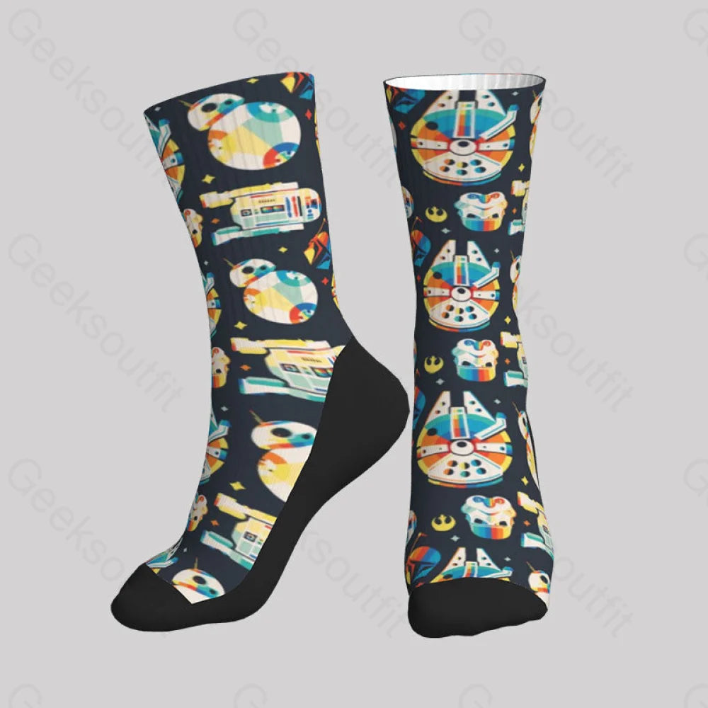 Colorful Spaceship Men’s Socks