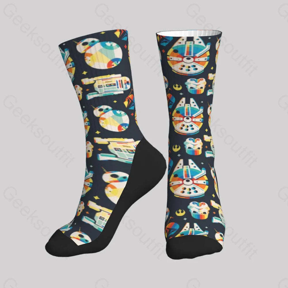 Colorful Spaceship Men’s Socks