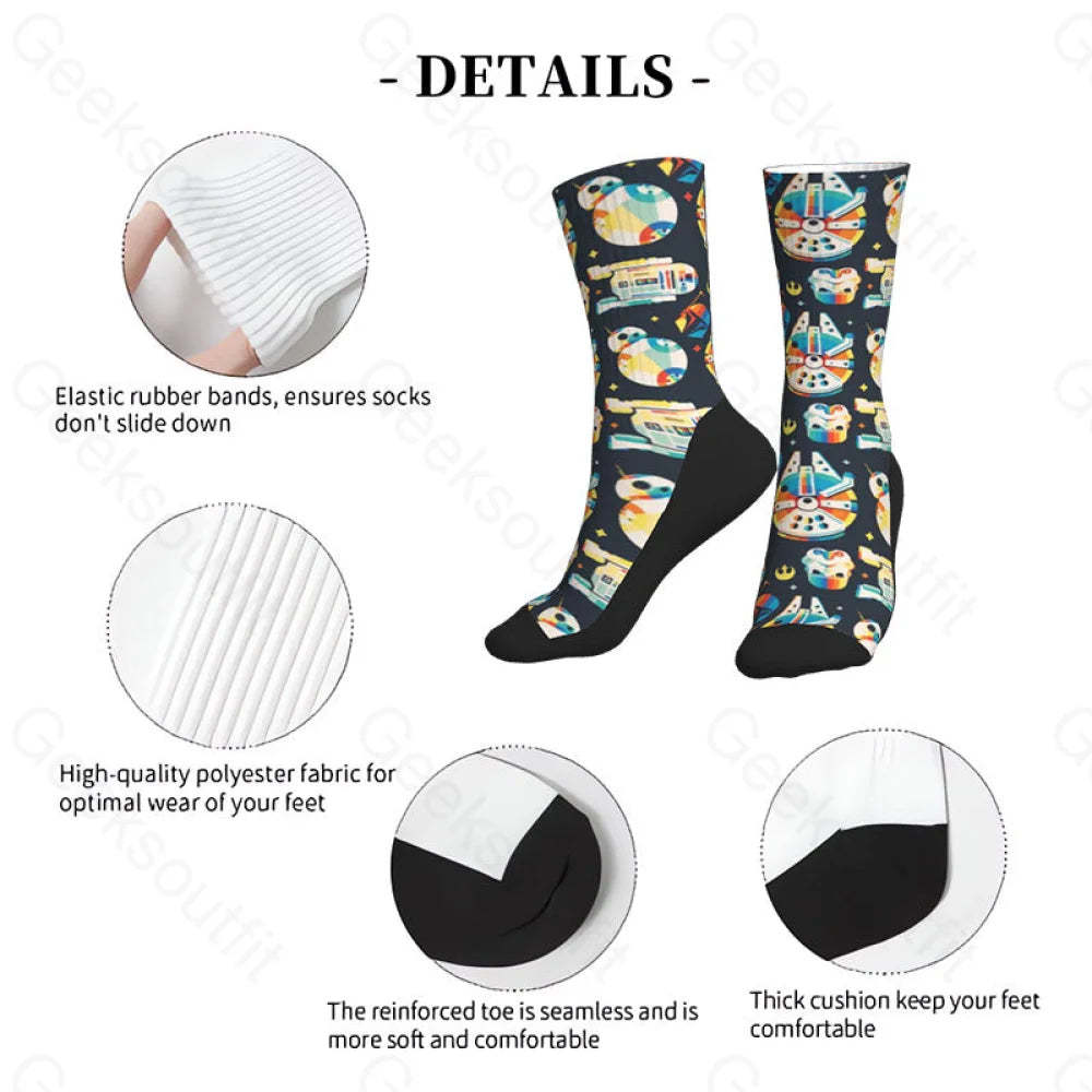 Colorful Spaceship Men’s Socks