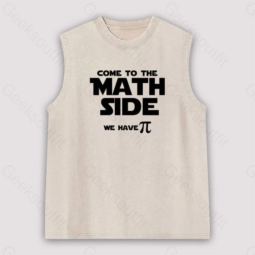 Come To The Math Side We Have Pi Unisex Washed Tank Apricot / S