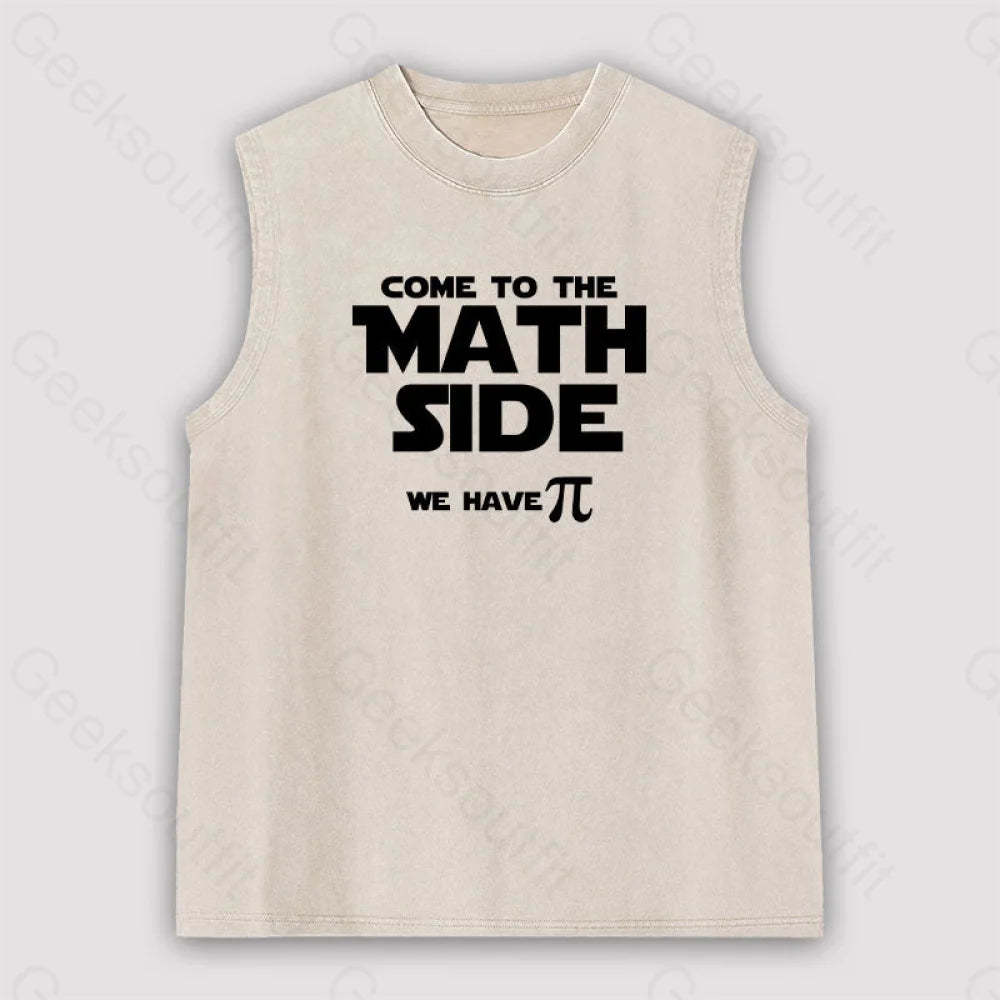 Come To The Math Side We Have Pi Unisex Washed Tank Apricot / S