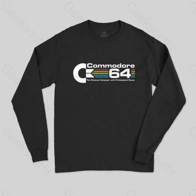 Commodore 64 Nerd Long Sleeve T-Shirt Black / S