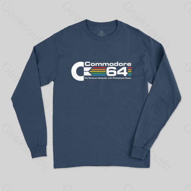 Commodore 64 Nerd Long Sleeve T-Shirt Navy / S