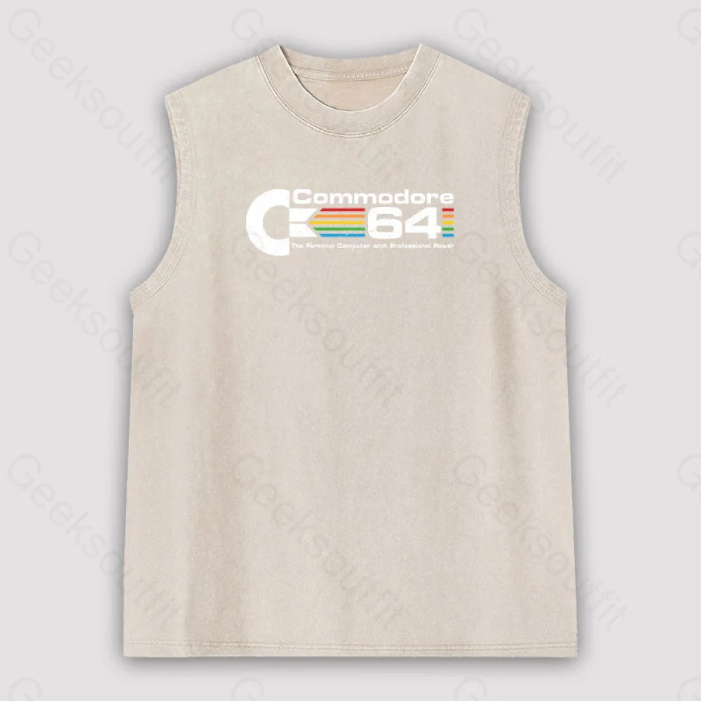 Commodore 64 Unisex Washed Tank Apricot / S
