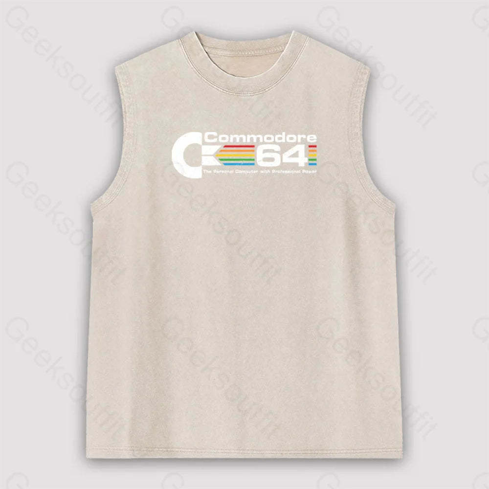 Commodore 64 Unisex Washed Tank Apricot / S