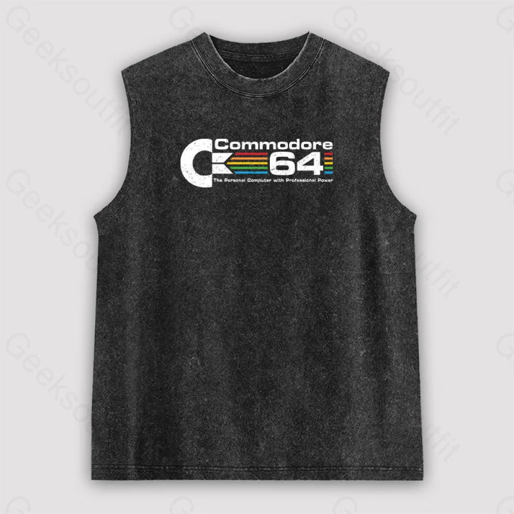 Commodore 64 Unisex Washed Tank Black / S
