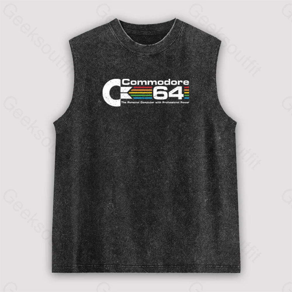 Commodore 64 Unisex Washed Tank Black / S