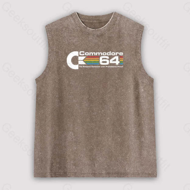 Commodore 64 Unisex Washed Tank Brown / S