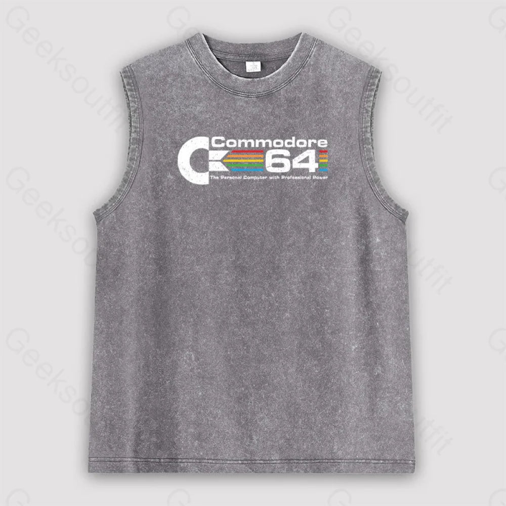 Commodore 64 Unisex Washed Tank Grey / S