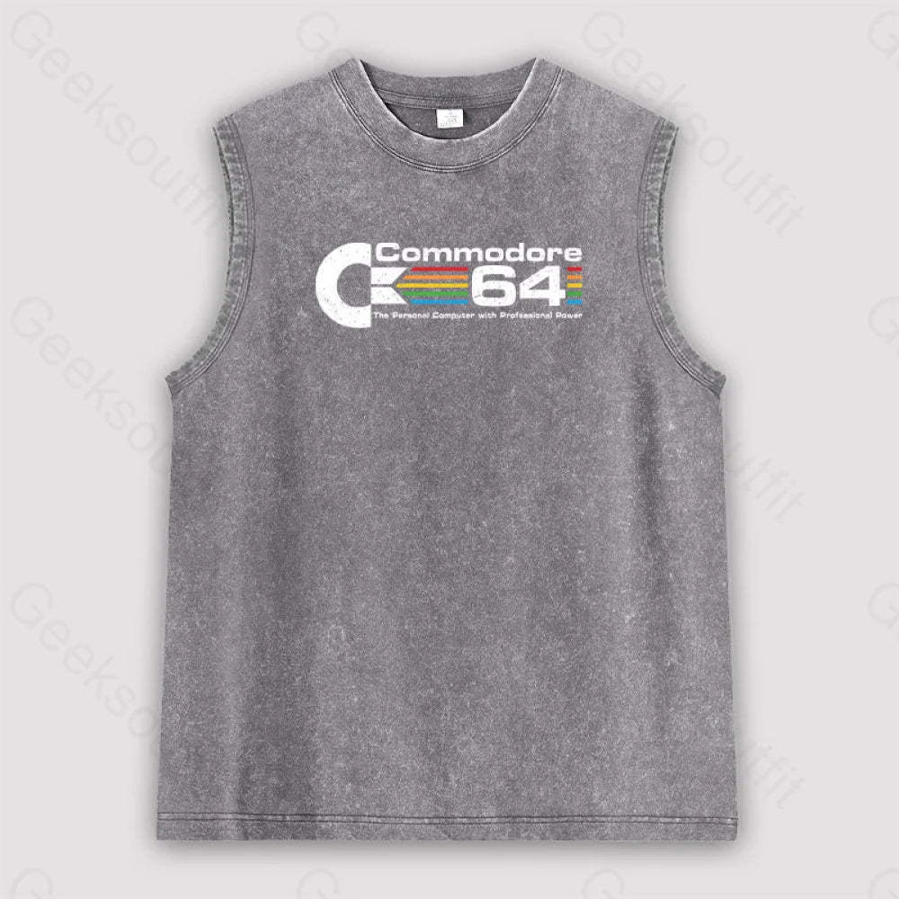 Commodore 64 Unisex Washed Tank Grey / S