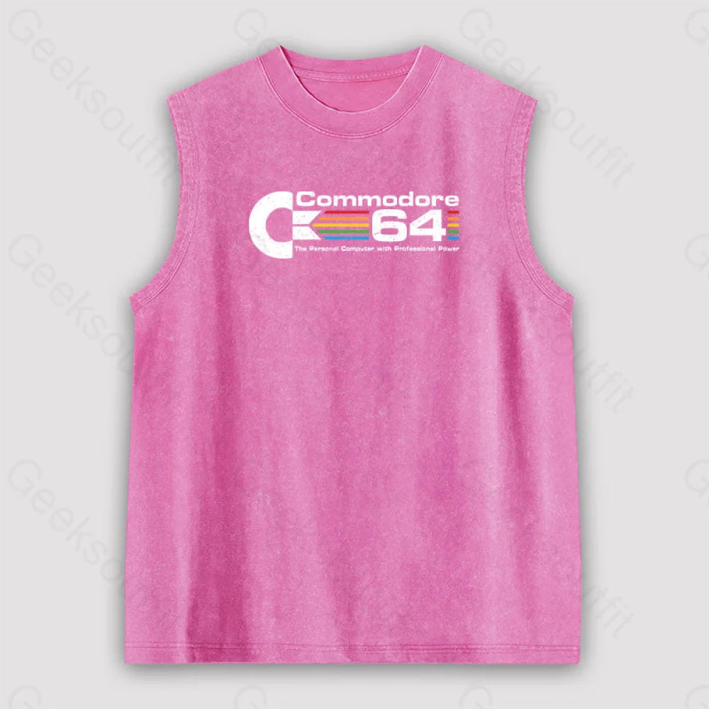 Commodore 64 Unisex Washed Tank Pink / S