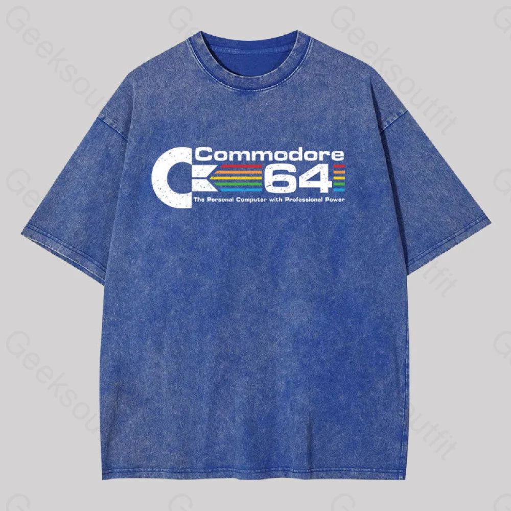 Commodore 64 Washed T-Shirt Blue / S