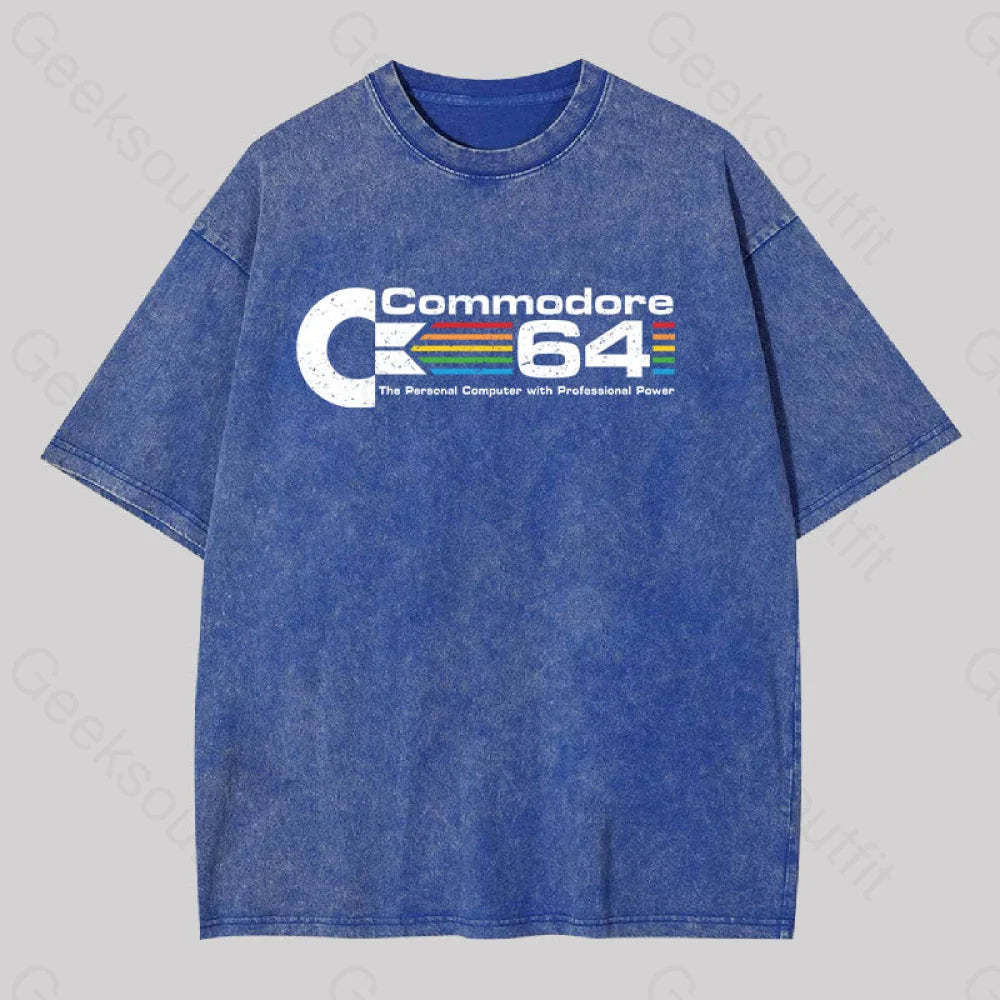 Commodore 64 Washed T-Shirt Blue / S