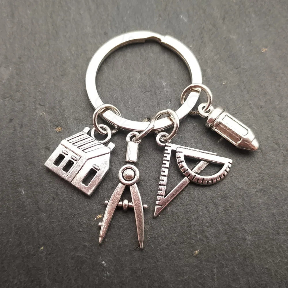 Compass Ruler Architect Engineer Keychain 2