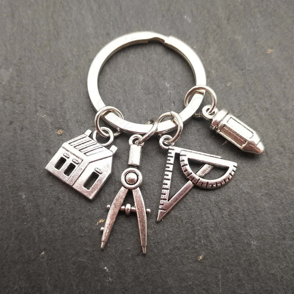 Compass Ruler Architect Engineer Keychain 2
