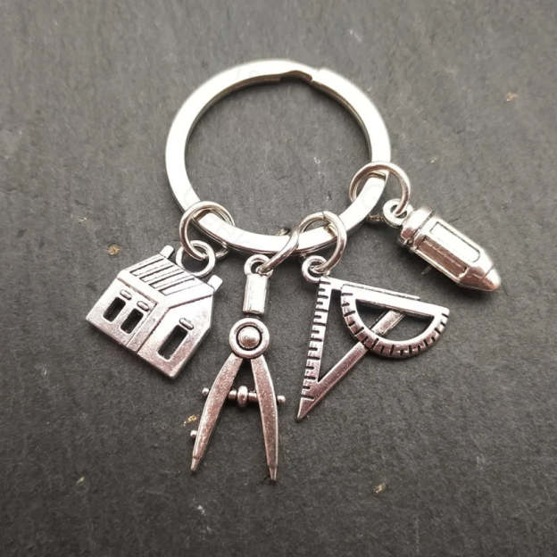 Compass Ruler Architect Engineer Keychain 2