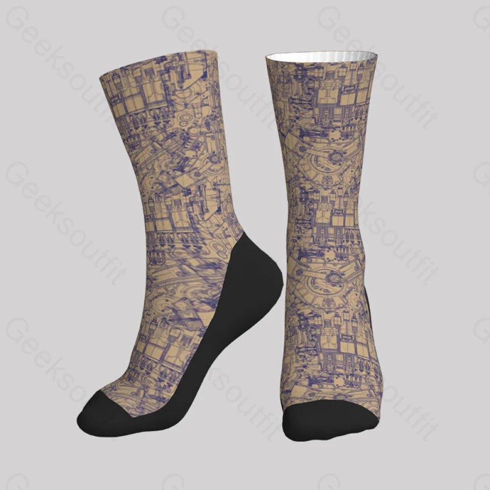 Complex Mechanical Circuit Men’s Socks
