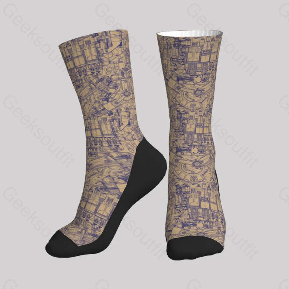 Complex Mechanical Circuit Men’s Socks