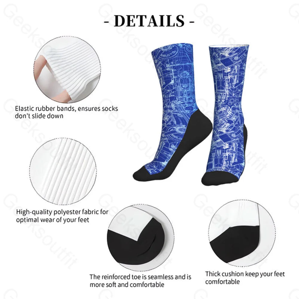 Complex Mechanical Circuit Men’s Socks