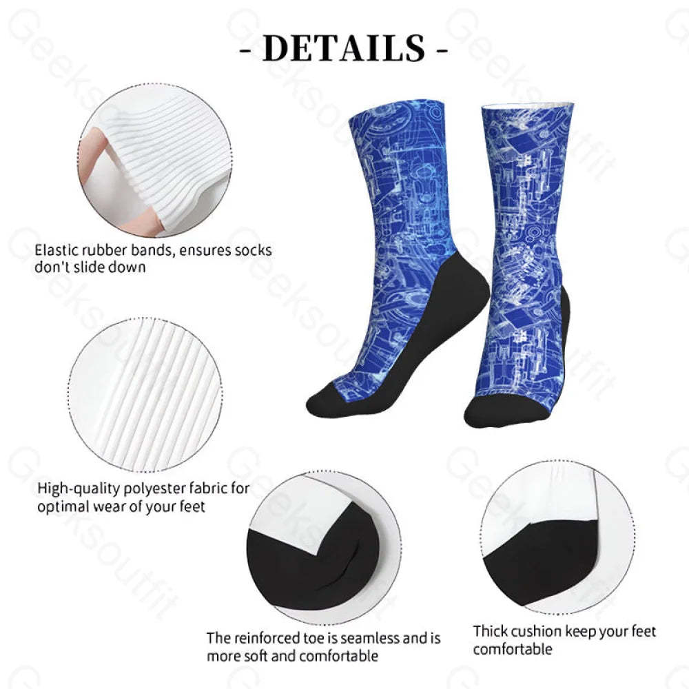 Complex Mechanical Circuit Men’s Socks