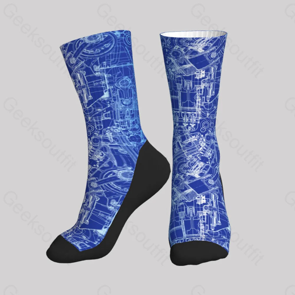 Complex Mechanical Circuit Men’s Socks