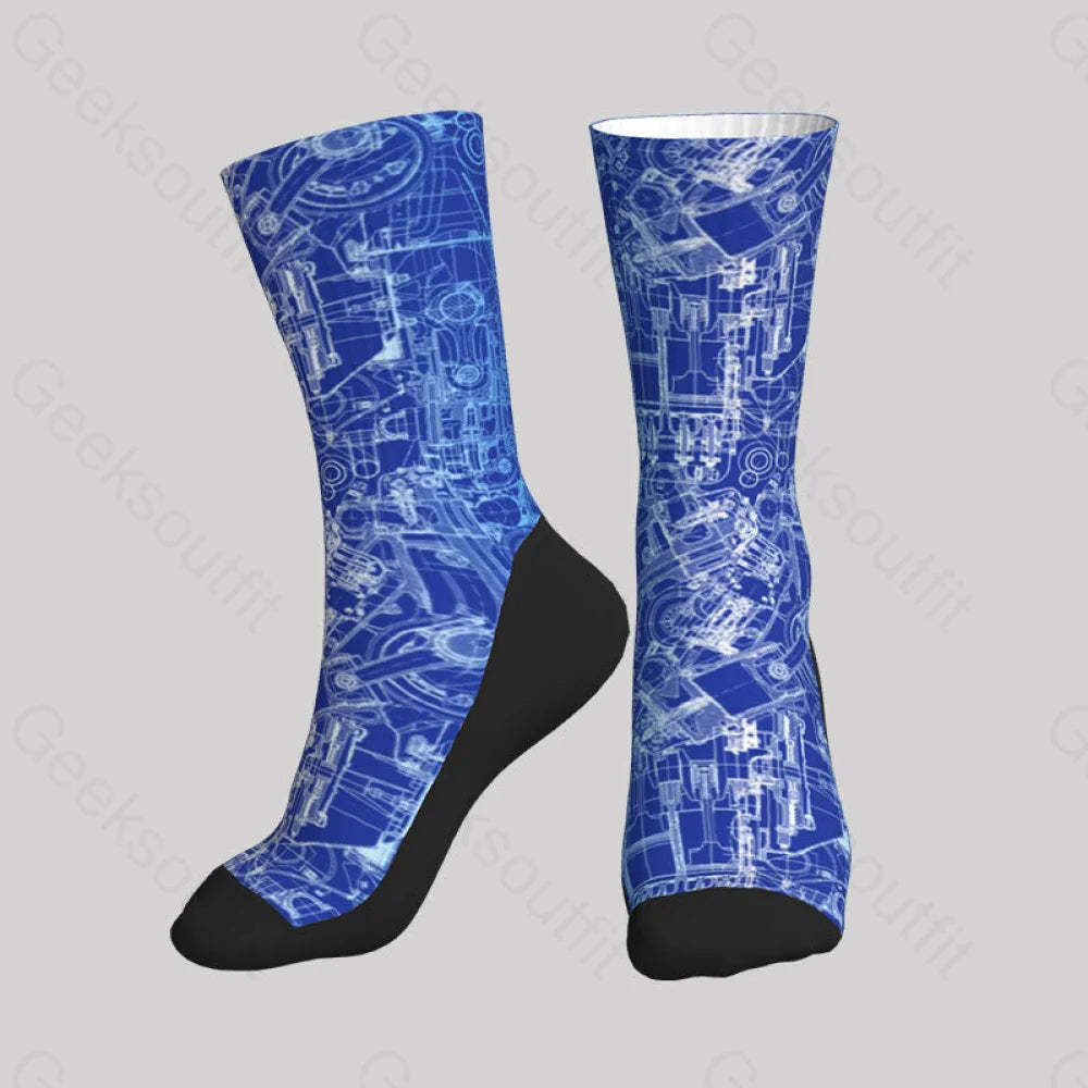 Complex Mechanical Circuit Men’s Socks