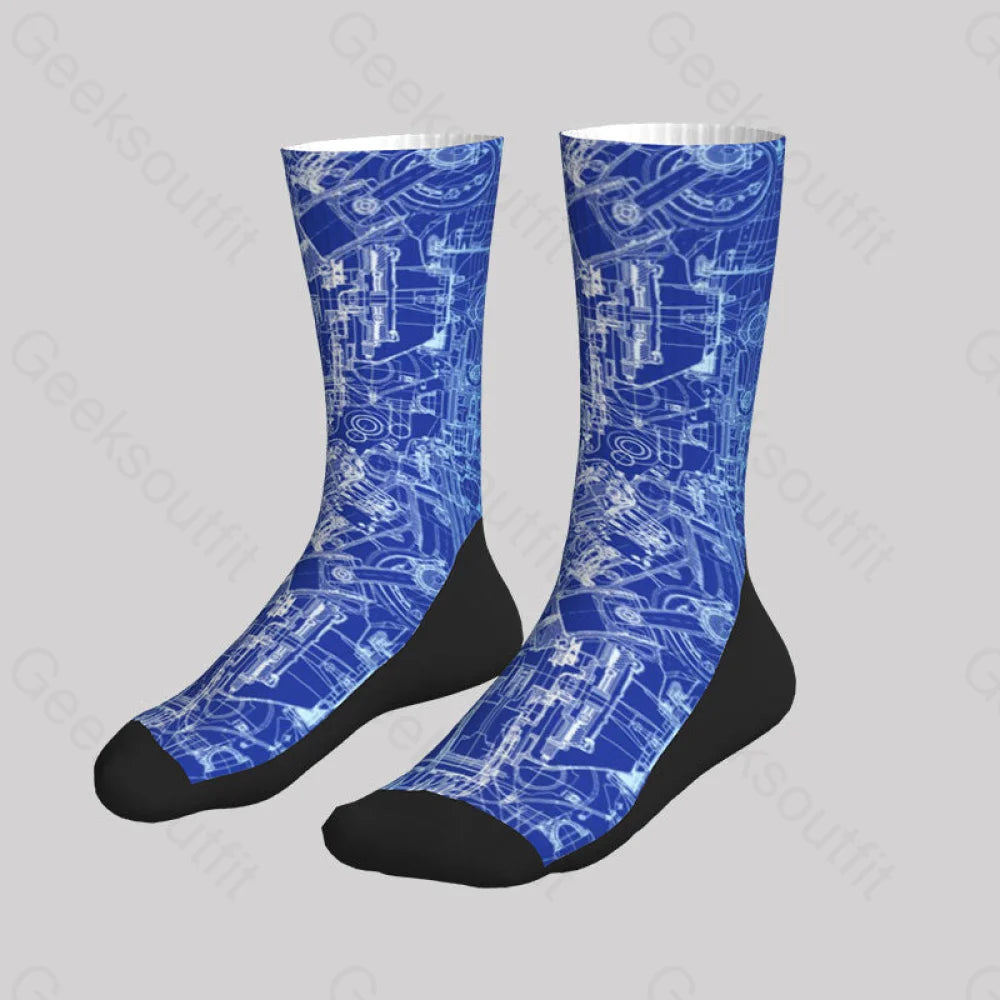 Complex Mechanical Circuit Men’s Socks Sks060
